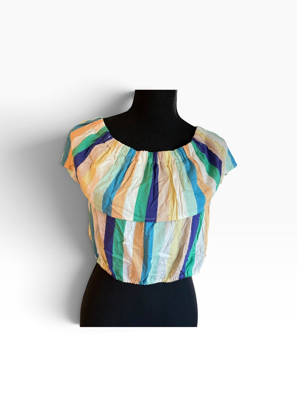 Lumiere Urban Outfitters NWT Striped Ruffle Crop Top Size L